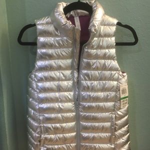 Ideology silver puffer vest L NWT